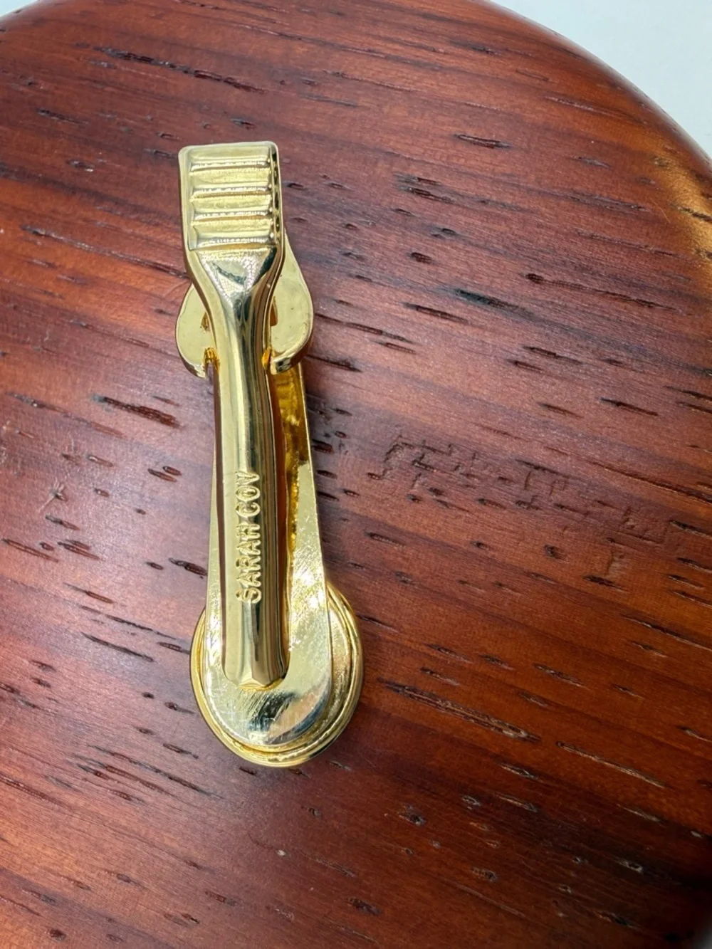 Sarah Coventry Gold Tone Tie Bar Black Stone Classic Vintage Mens